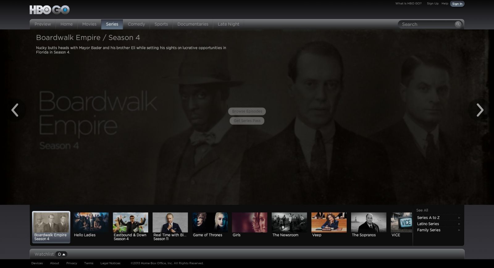 hbo full screen